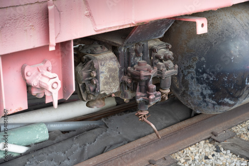 Detail of an old train part on a caboose
