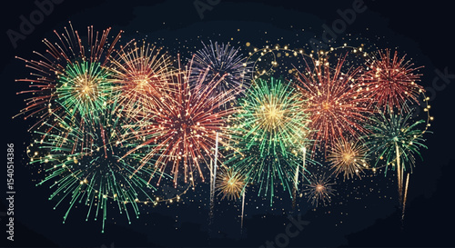Vibrant Fireworks Display A Festive Celebration in the Night Sky