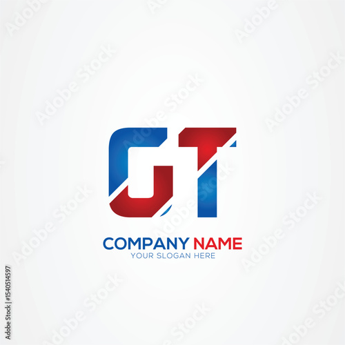 GT TG Creative Modern Letters Logo Design Element, red and blue