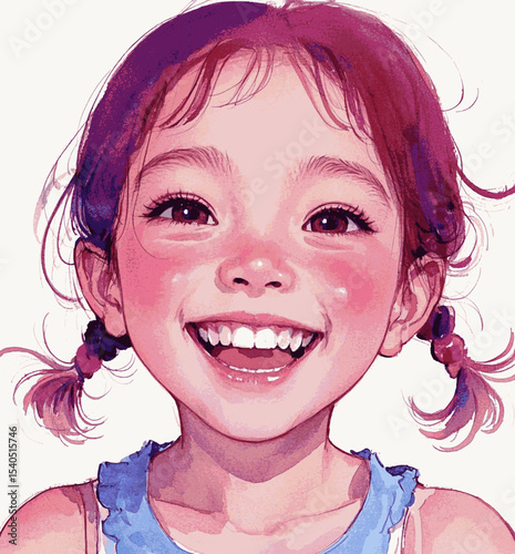Joy Takes Flight very happy young girl isolated watercolor vector illustration svg