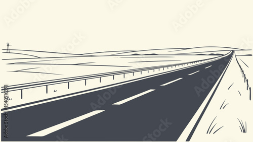 Open Road Ahead A Scenic Highway Illustration