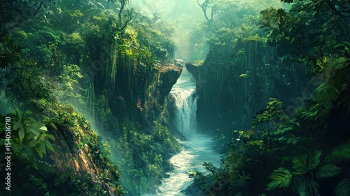 Serene Jungle Waterfall: A Lush Paradise