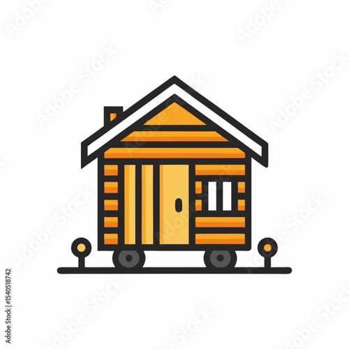 Cute tiny home on wheels illustration