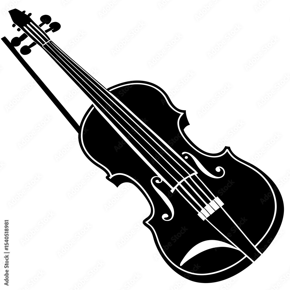 Fototapeta premium A-Violin Vector Art | Generative AI & Linocut Silhouette Design