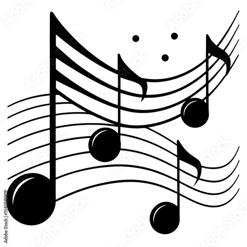 A-Music-Notes Vector | Generative AI & Linocut Silhouette Music Design