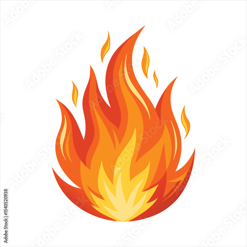 Vibrant Cartoon Fire Flame Clipart Vector