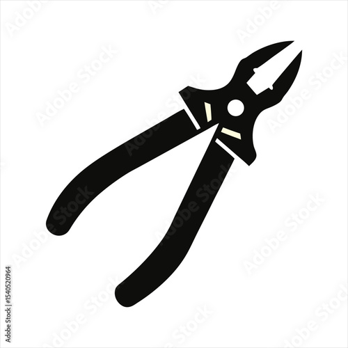 Black Silhouette Plier Tool Icon Vector