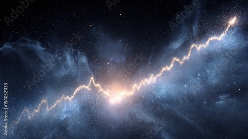 Glowing Cosmic Chart Rising Through Starfield with Celestial Elements and Cosmic Dust Effects