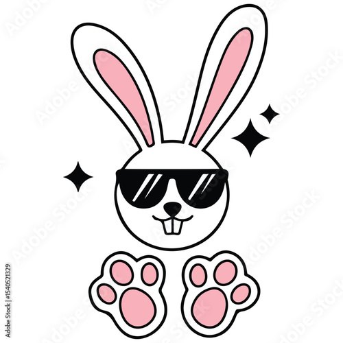 stylish bunny in dress with black glasses isolated vector illustration on white background
