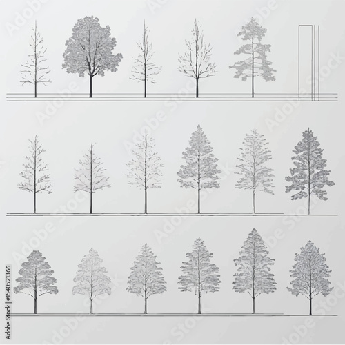 Snow-covered trees in a serene winter forest landscape, perfect for Christmas and holiday scenes