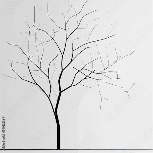 Bare black branches silhouette against the sky, a dry winter tree design