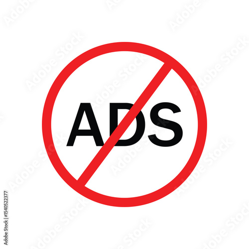No Ads Icon Set – Block Advertisement and Promotion Symbols in Flat Vector Design