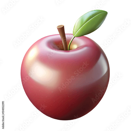 High-quality red apple vector with shiny skin, ideal for nutrition themes, school designs, and healthy lifestyle visuals.