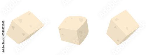 Hand Drawn Cheese cubes in various positions Minimalistic Food Theme Card design element Collection