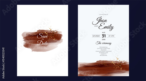 wedding invitation cards, watercolor textures and fake gold splashes for a luxurious touch	
