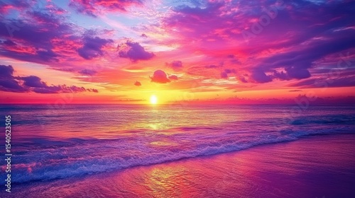 Vibrant Sunset over Tropical Ocean