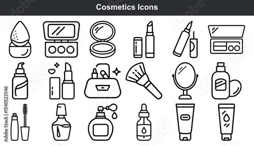 Black and White Cosmetic Icons Set
