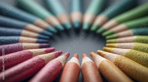 Circular Arrangement of Colored Pencils Showcasing Vibrant Hues for Artistic Inspiration and Creativity
