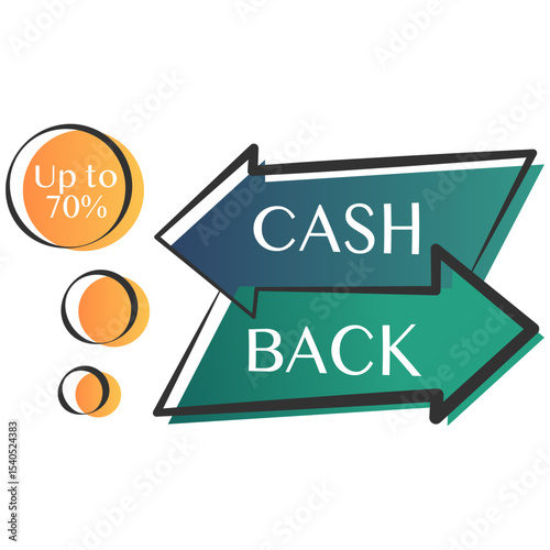 Cashback Icon. Return Money, Cash Back Rebate, Financial Services, Refund, Savings, Currency Exchange, Mobile Payment. Vector Illustration on Transparent Background