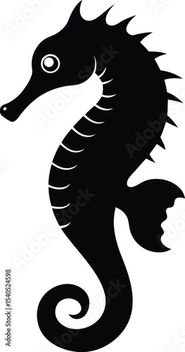 seahorse silhouette vector icon flat illustration logotype clip art design underwater, wildlife, undersea, black silhouette