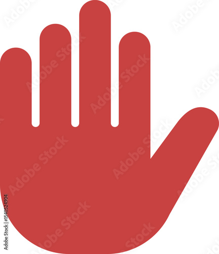 Red hand gesture icon isolated on transparent background