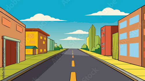 Empty Street Perspective Low Angle Urban View