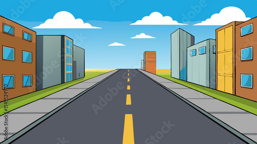 Empty Street Perspective Low Angle Urban View