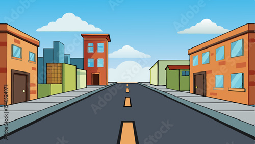 Empty Street Perspective Low Angle Urban View