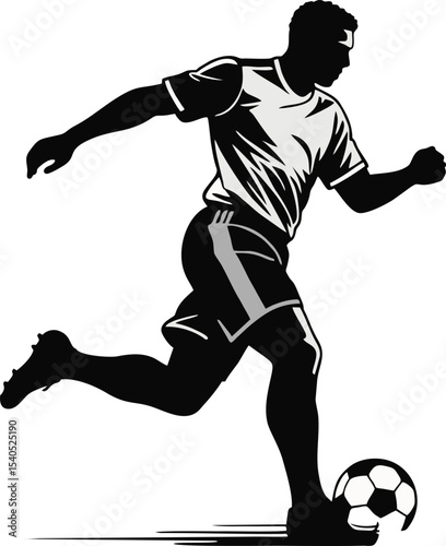 Stylish Soccer Player Vector Line Art – Goal Scoring Motion Pose
