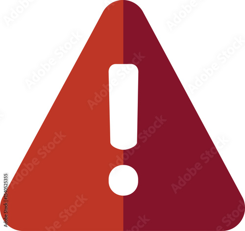 Warning alert sign icon two tone red isolated on transparent background