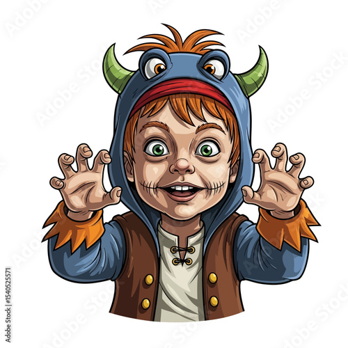 Child Making Scary Face – Costume Party