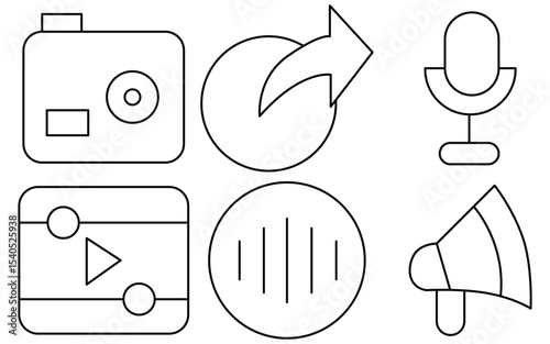 Flat Style Vector Icons Representing Blogging and Online Journaling