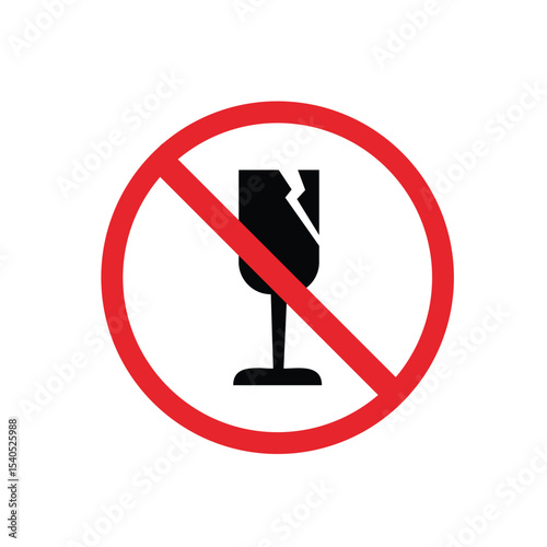 Prohibition Circle Sign, Symbol Prohibited from Carrying Fragile Items. prohibited from slamming items