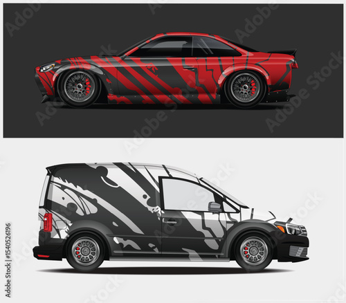 Custom Car and Van Wraps Design Red Black White