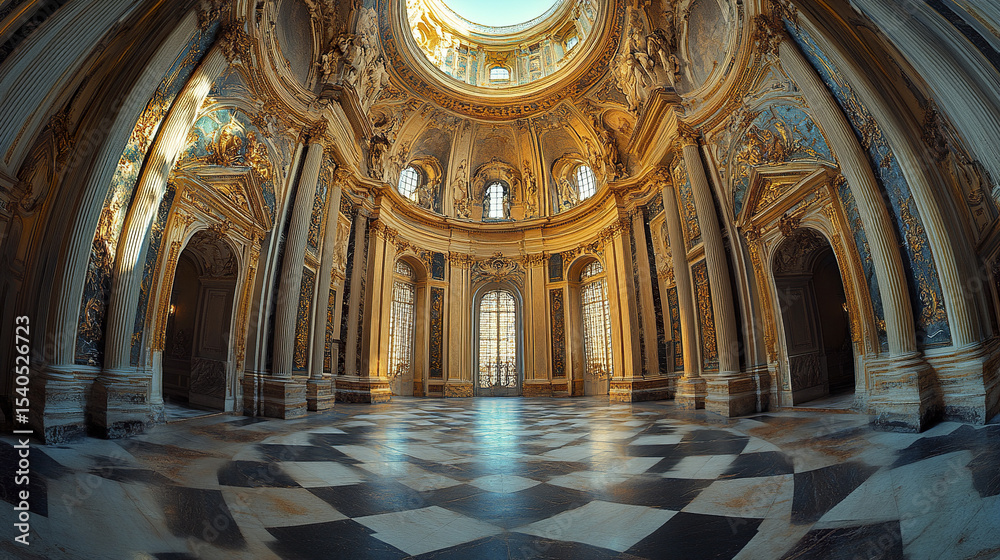 Obraz premium Majestic baroque architecture interior with intricate details and elegant design