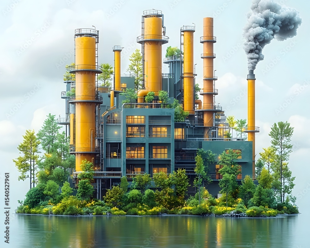 Obraz premium Sustainable factory design showcased for business growth