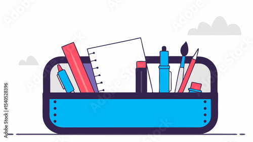 A colorful toolkit brimming with creativity filled with pens brushes and paper igniting inspiration for artists with