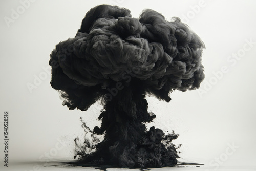 Black Ink Cloud Explosion Abstract Art Dark Grey Smoke