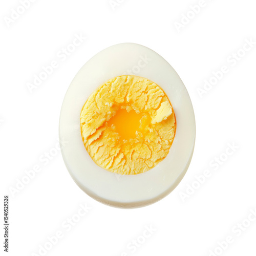 Perfectly Boiled Egg Half, Top View, Close-up