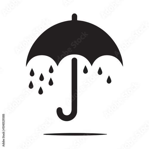 Rainy Umbrella Icon Silhouette – Minimalist Vector Illustration umbrella icon, rainy weather, silhouette design, minimalist illustration, vector art, rain protection, simple graphic, weather symbol