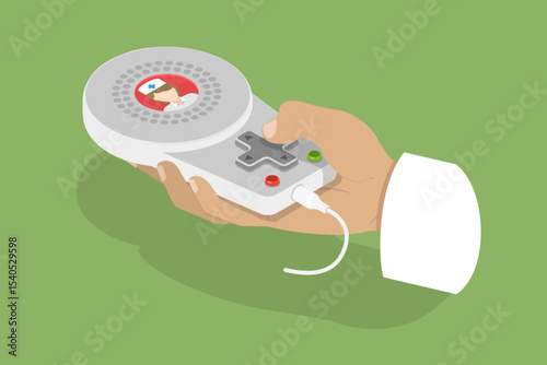 3D Isometric Flat Vector Illustration of Medical Alert Button, Hospital Nurse Call Device