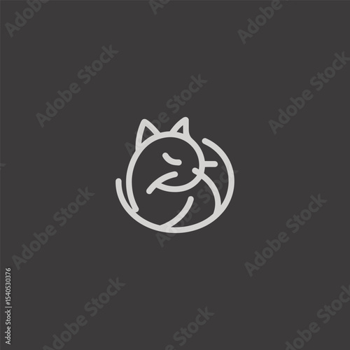 Cat logo in clean and minimalist line art design.