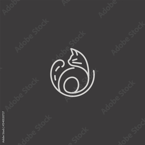 Cat logo in clean and minimalist line art design.