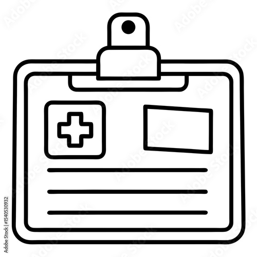 Hospital ID Card line art vector
