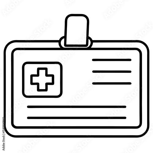 Hospital ID Card line art vector