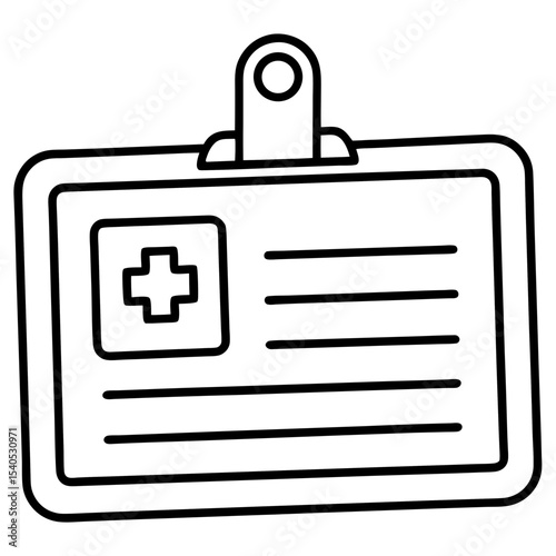 Hospital ID Card line art vector