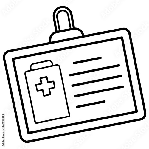 Hospital ID Card line art vector