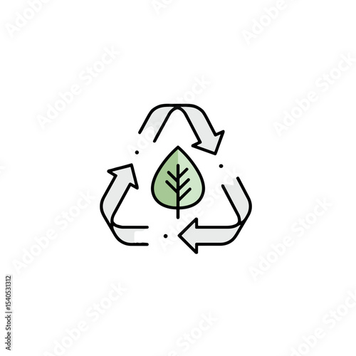 Recycling icon with leaf, sustainability concept, modern design, colorful style, environmental awareness