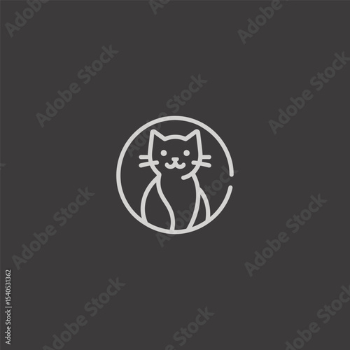 Cat logo in clean and minimalist line art design.