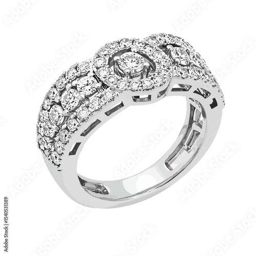 3D diamond ring icon, jewelry design concept, luxurious style, modern aesthetic, elegant appearance